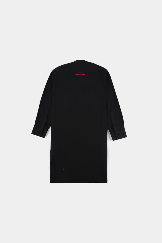 Boys Cotton Poplin Kurta Pajama (Black Studs)-BLACK