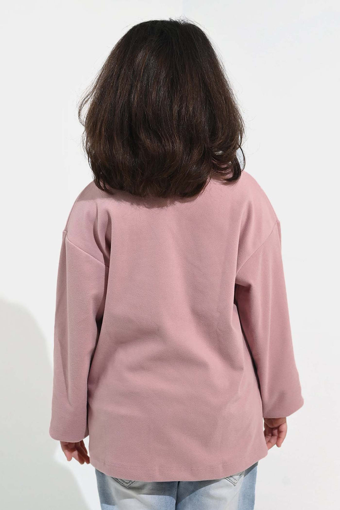 Girls Poly Satin Sweatshirt SHINE YOUR LIGHT-Pink