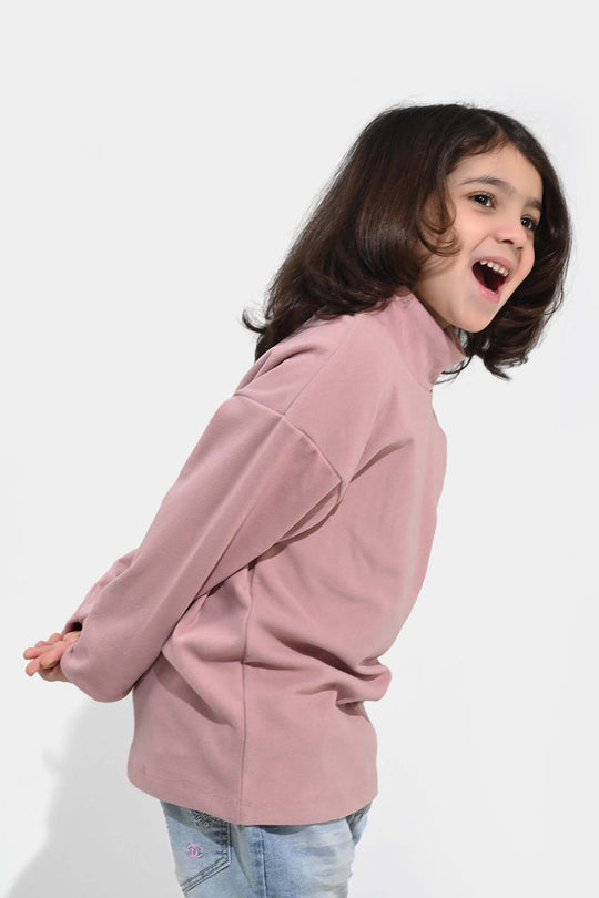 Girls Poly Satin Sweatshirt SHINE YOUR LIGHT-Pink