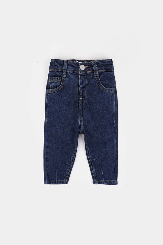 Infant Boys Denim Stretch Pant Darted Balloon Fit Denim-DARK BLUE
