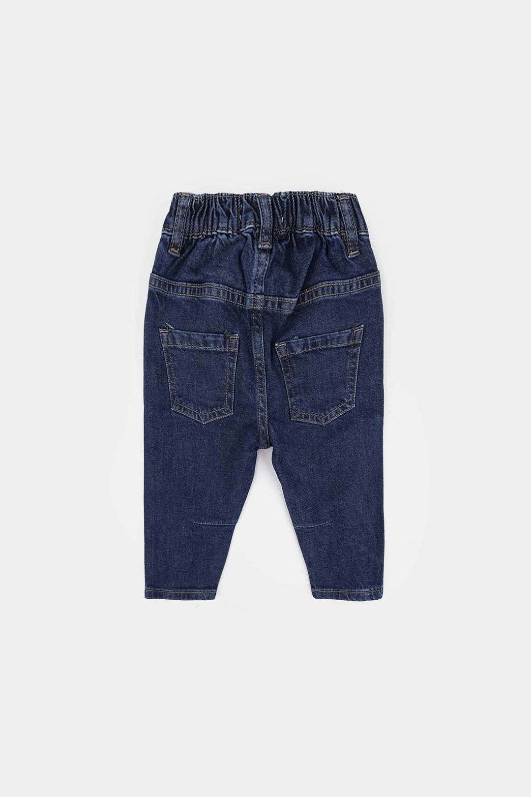 Infant Boys Denim Stretch Pant Darted Balloon Fit Denim-DARK BLUE