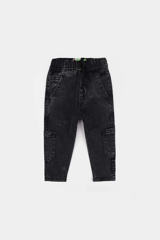 Infant Boys Denim Stretch Pant Panda-Black.Acid