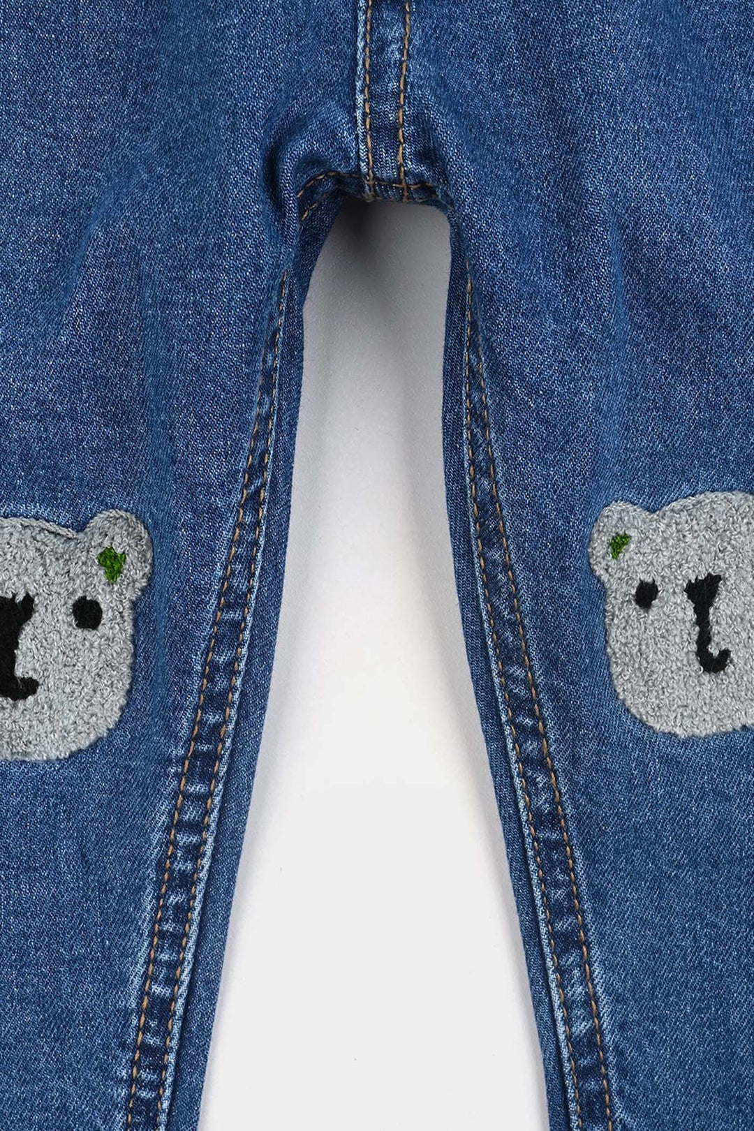 Infant Boys Denim Stretch Pant Bear-Mid Blue