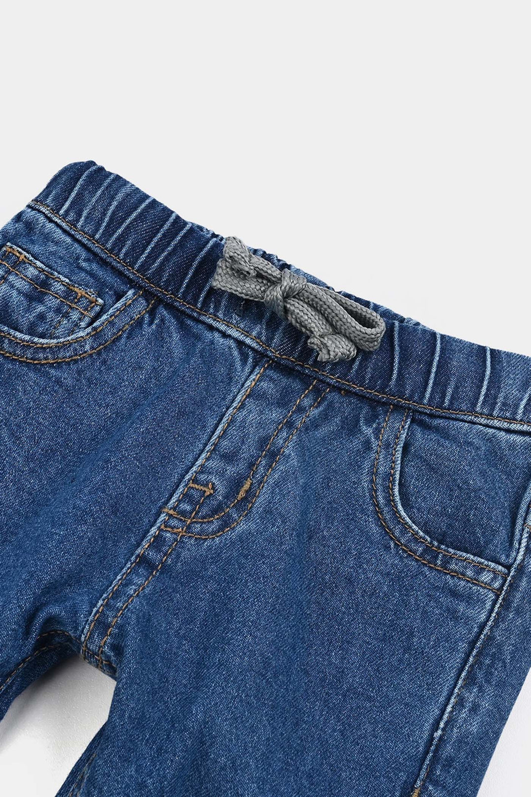 Infant Boys Denim Stretch Pant Bear-Mid Blue