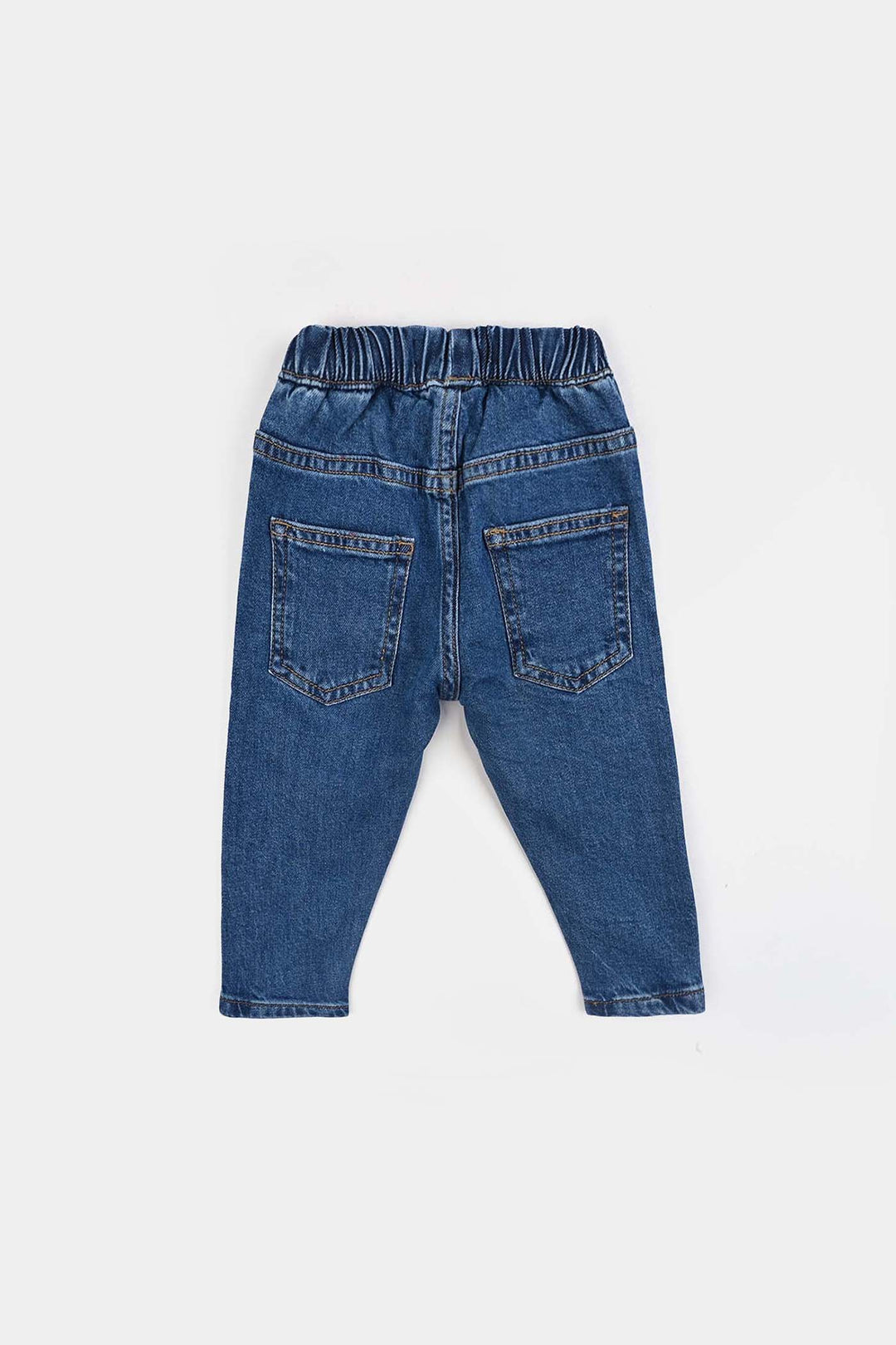 Infant Boys Denim Stretch Pant Bear-Mid Blue