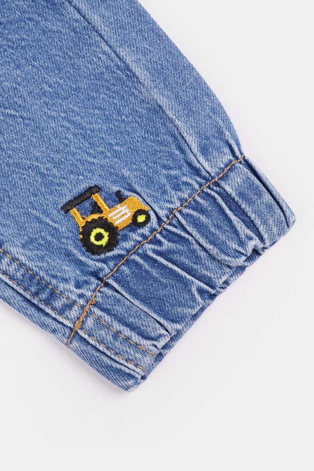 Infant Boys Denim Stretch Pant Trucks-Mid Blue