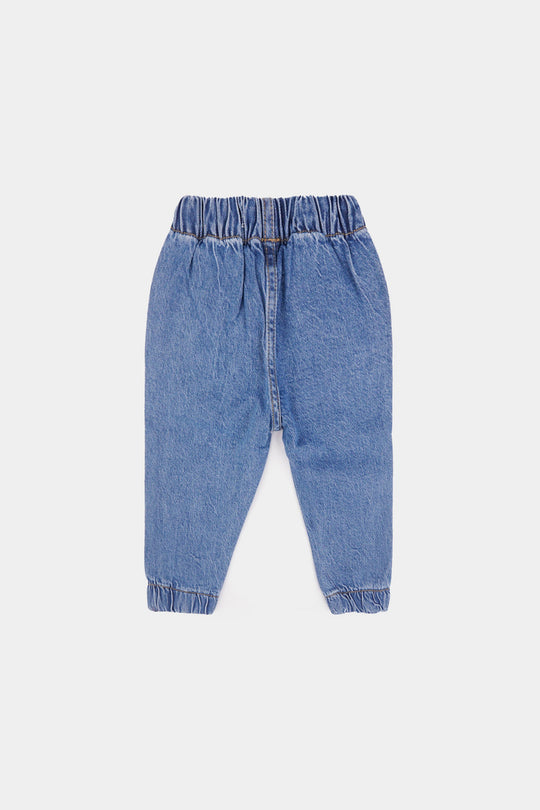 Infant Boys Denim Stretch Pant Trucks-Mid Blue