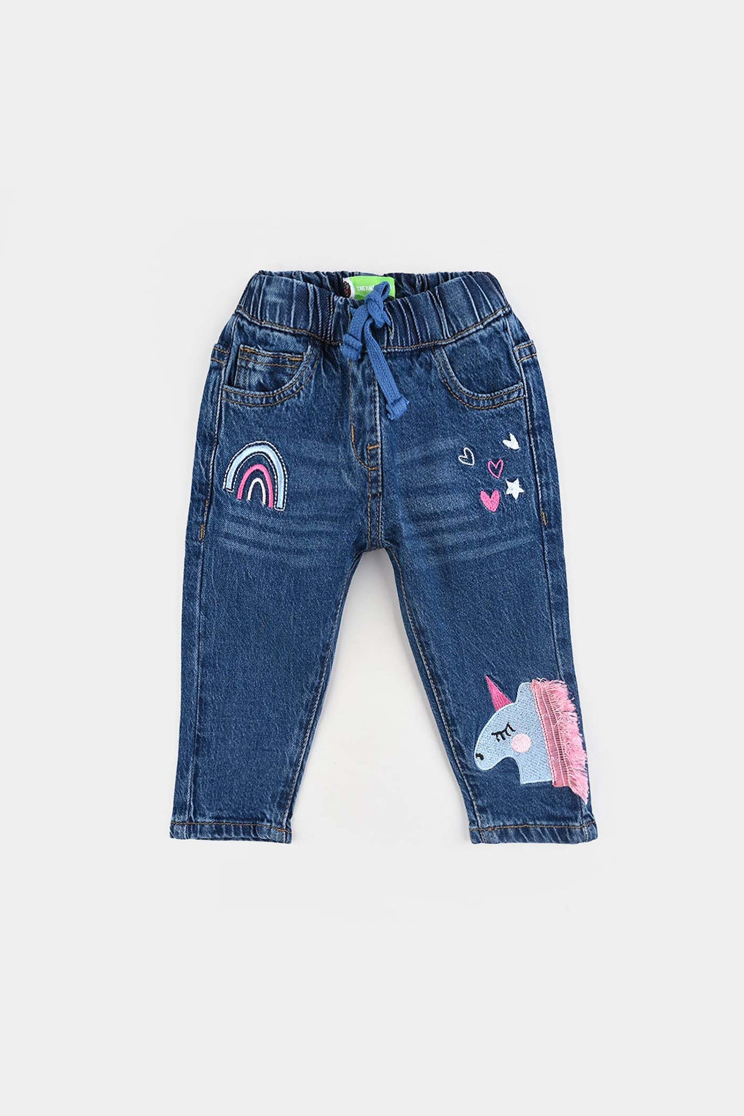 Infant Girls Denim Stretch Pant - Mid Blue