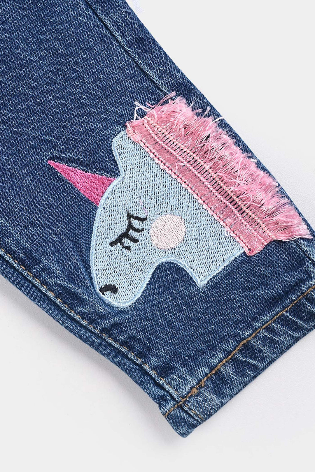 Infant Girls Denim Stretch Pant - Mid Blue