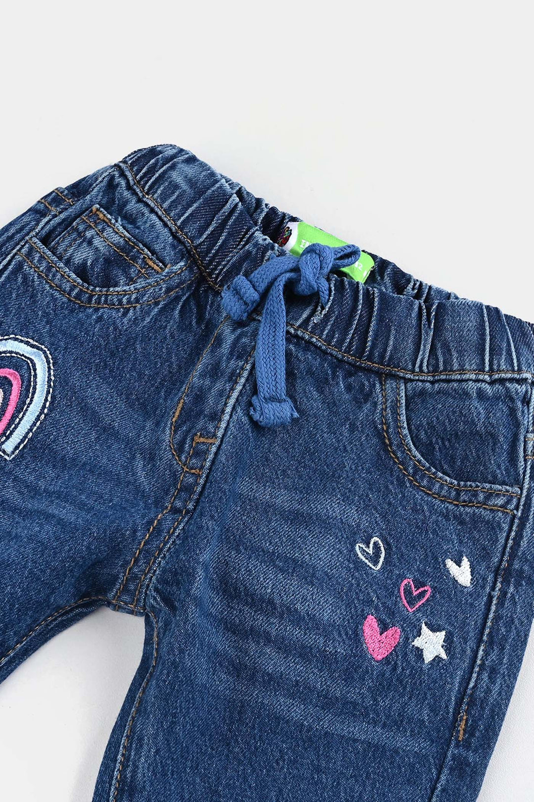 Infant Girls Denim Stretch Pant - Mid Blue