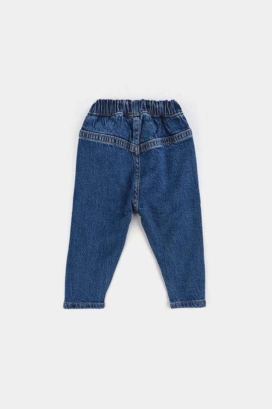 Infant Girls Denim Stretch Pant - Mid Blue