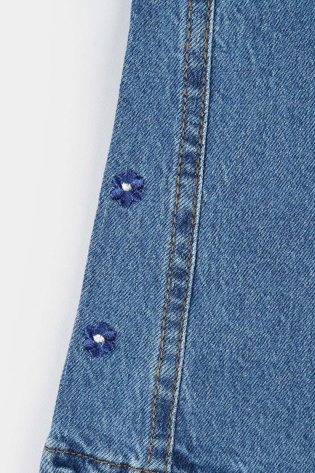 Infant Girls Denim Stretch Pants Flower - Light Blue