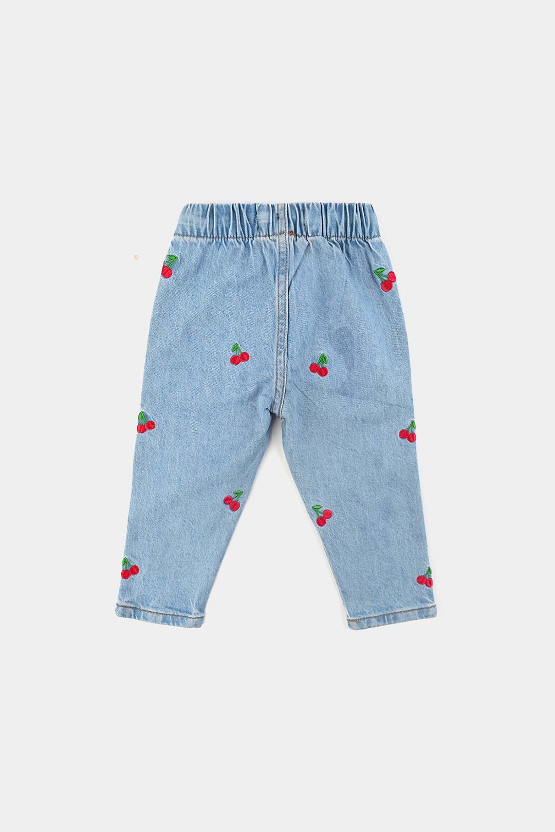Infant Girls Denim Stretch Pant Cherry Emb-Light .Blue