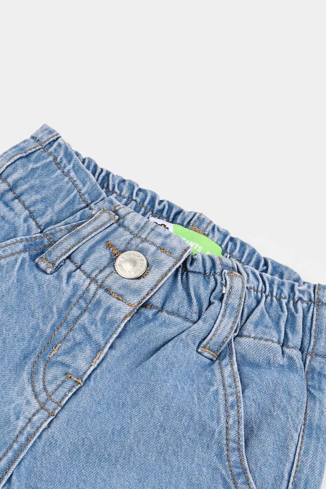 Infant Girls Denim Stretch Pant Stitch And Angle-Mid Blue