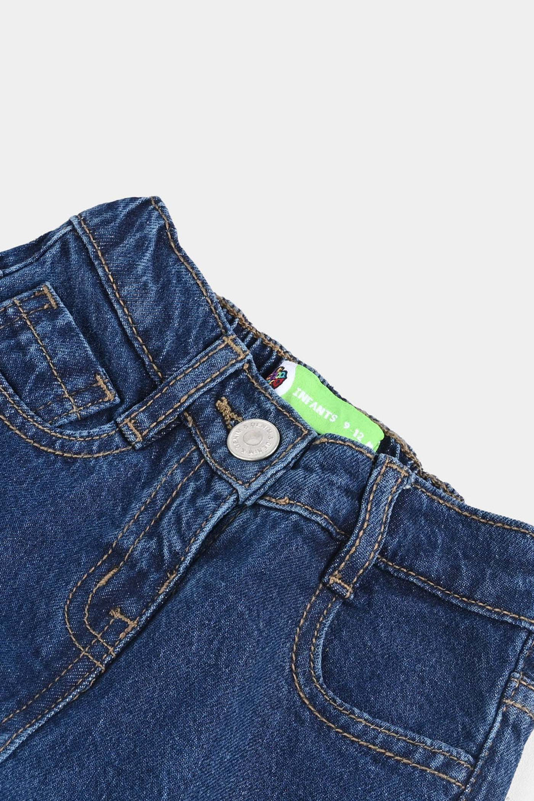 Infant Girls Denim Stretch Pant Bow Style-DARK BLUE