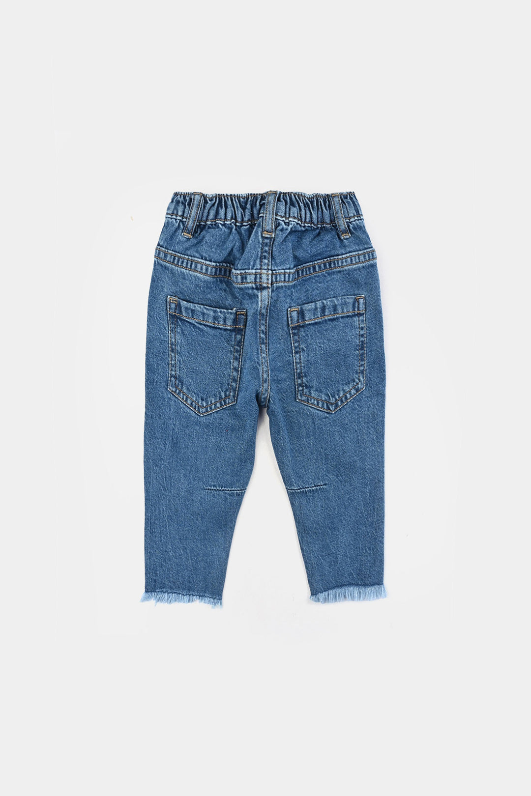 Infant Girls Denim Stretch Pant Good Wibes-Mid Blue