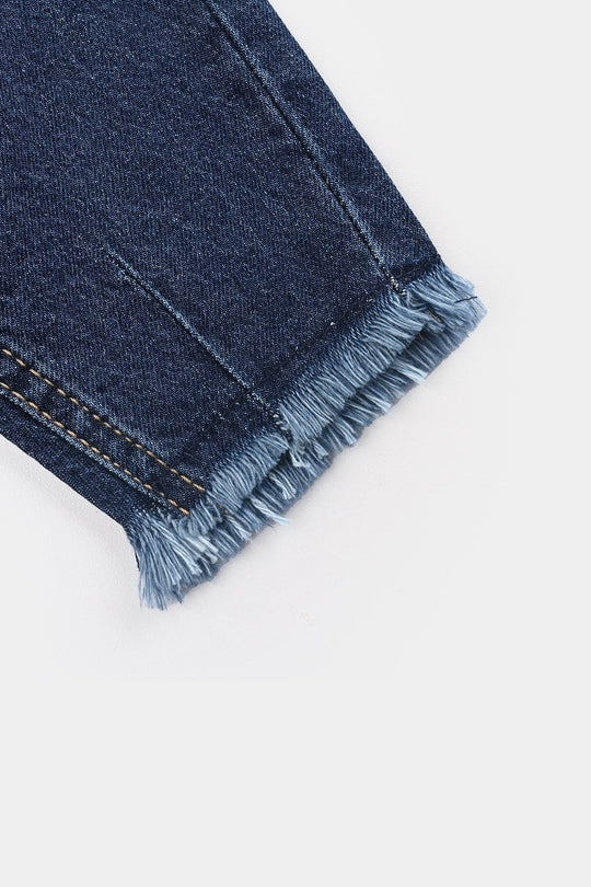 Infant Girls Denim Stretch Pant What Ever-Mid Blue