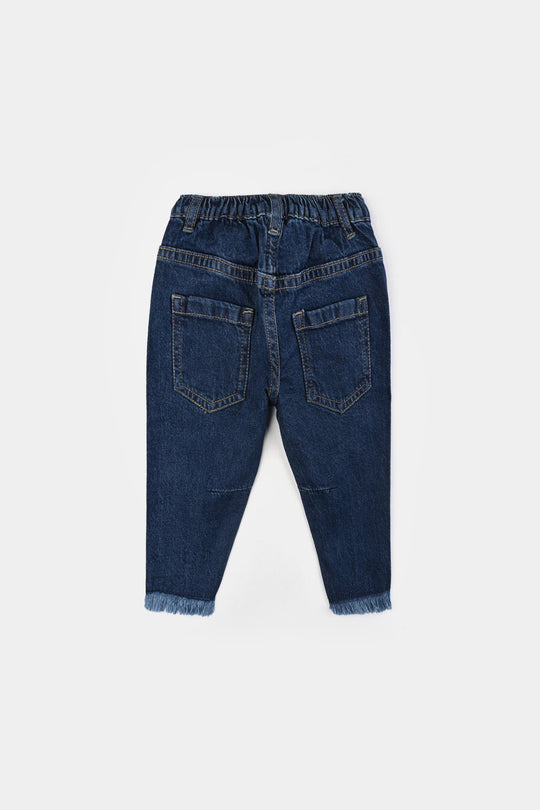 Infant Girls Denim Stretch Pant What Ever-Mid Blue