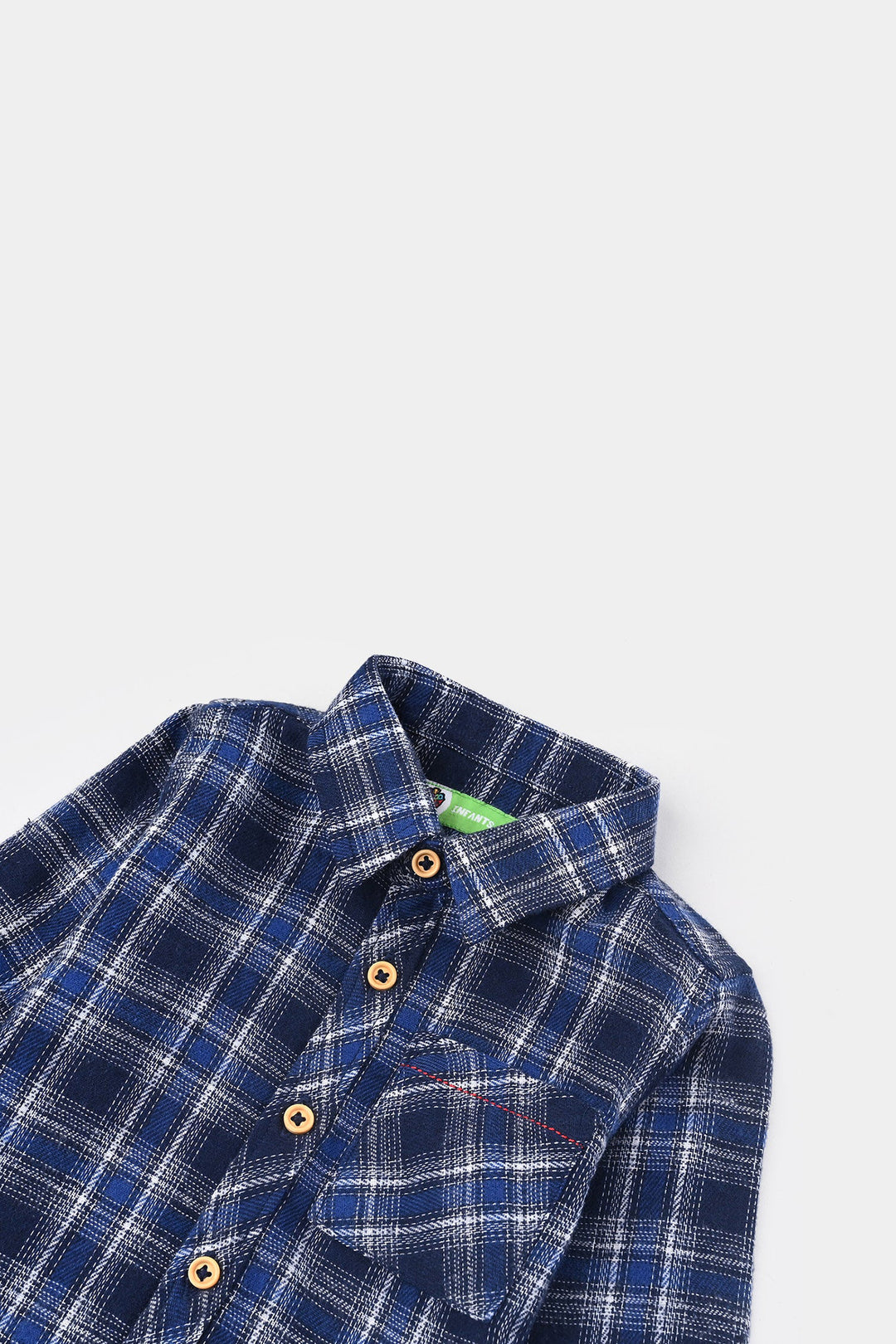 Infant Boys Flannel Shirt (Coastal Vibes)-Blue Check