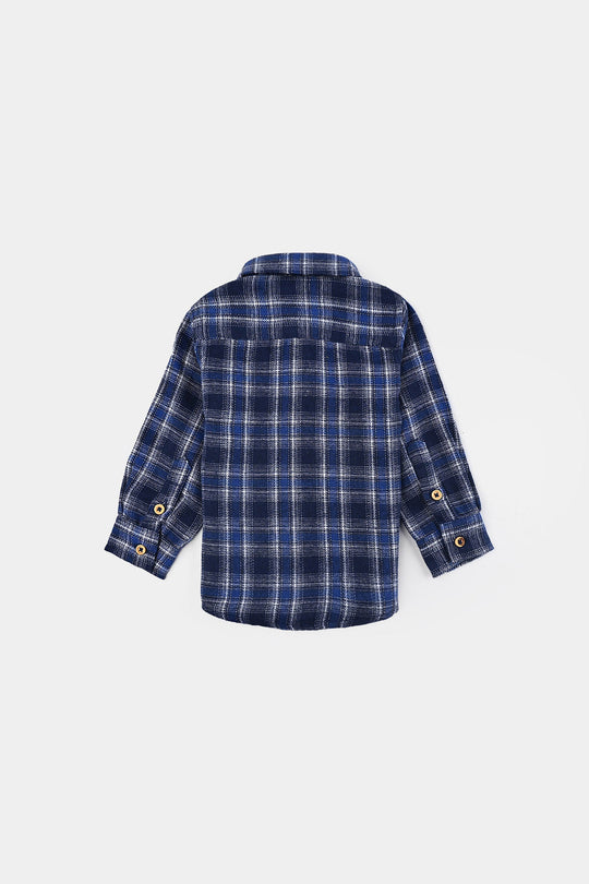 Infant Boys Flannel Shirt (Coastal Vibes)-Blue Check