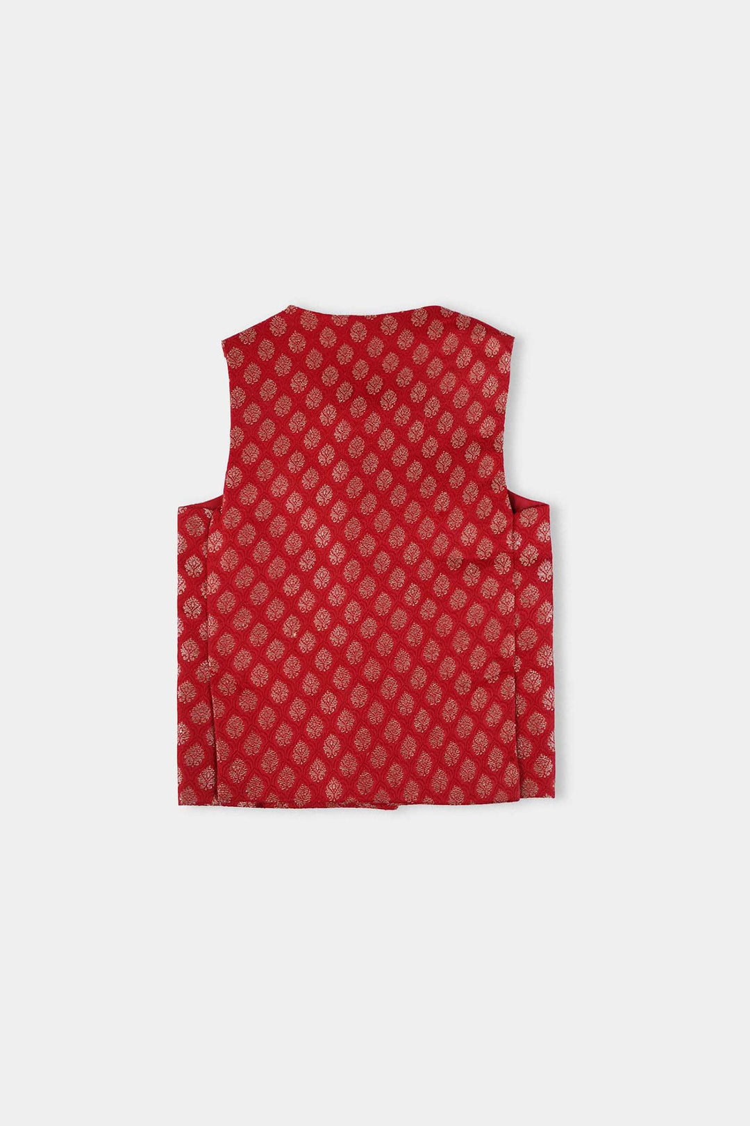 Infant Boys Poly Viscose Waist Coat (Golden Lurex)-RED