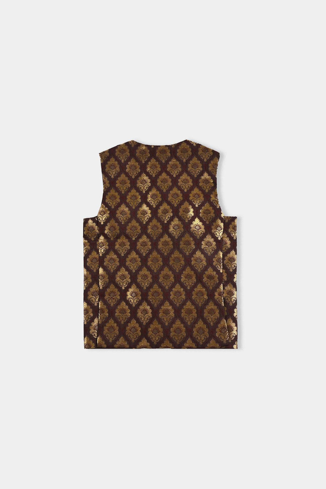 Infant Boys Poly Viscose Waist Coat (Brown Gold)-BROWN