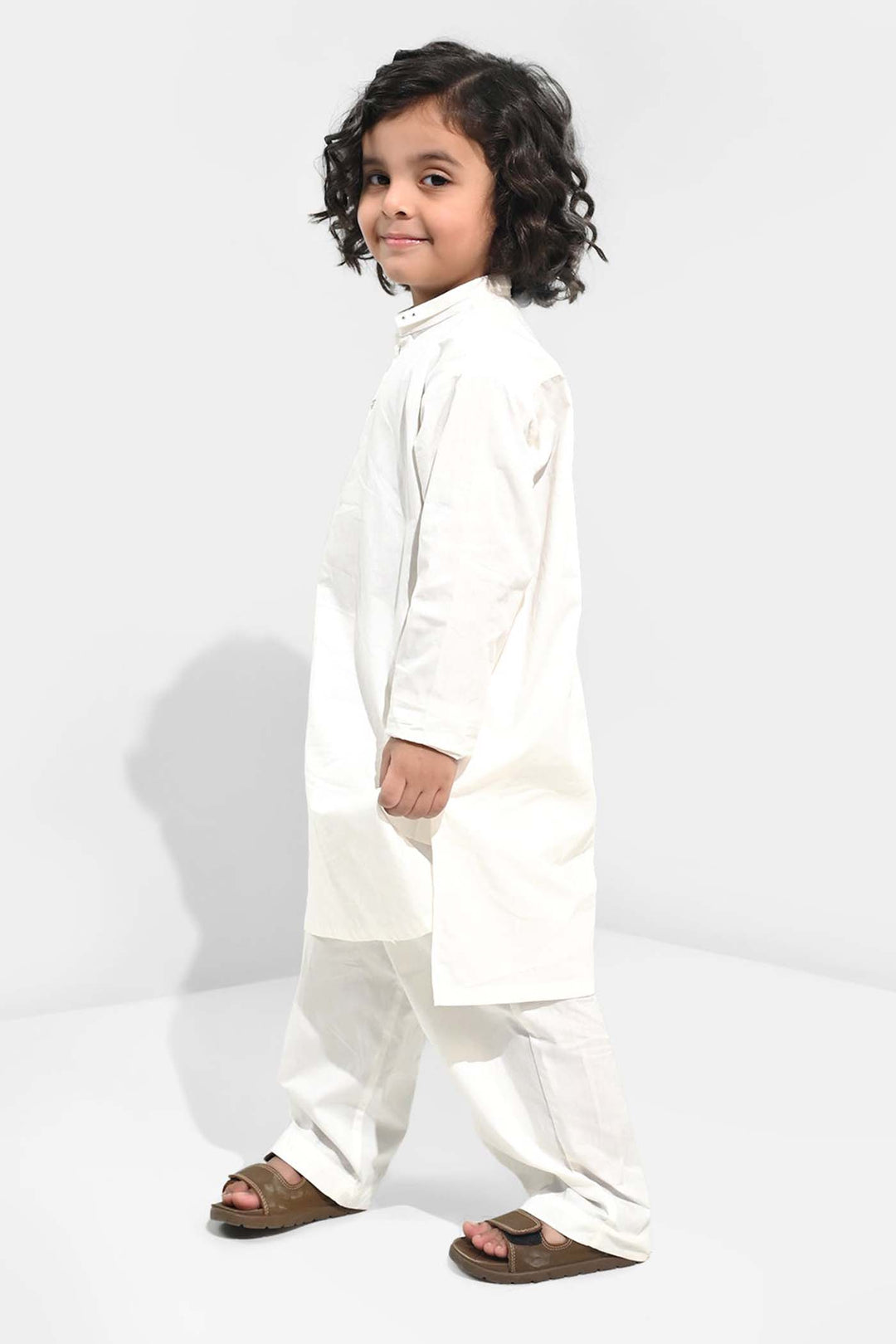 Boys Cotton Poplin Kurta Pajama (Elegant)-White