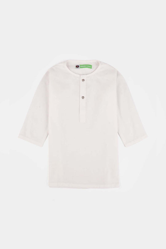 Infant Boys Cotton Poplin Kurta Pajama (Elegant)-White