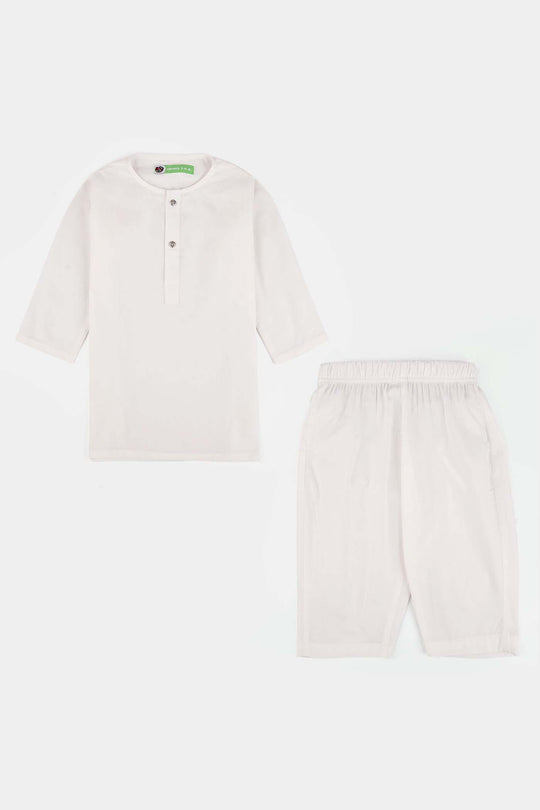 Infant Boys Cotton Poplin Kurta Pajama (Elegant)-White