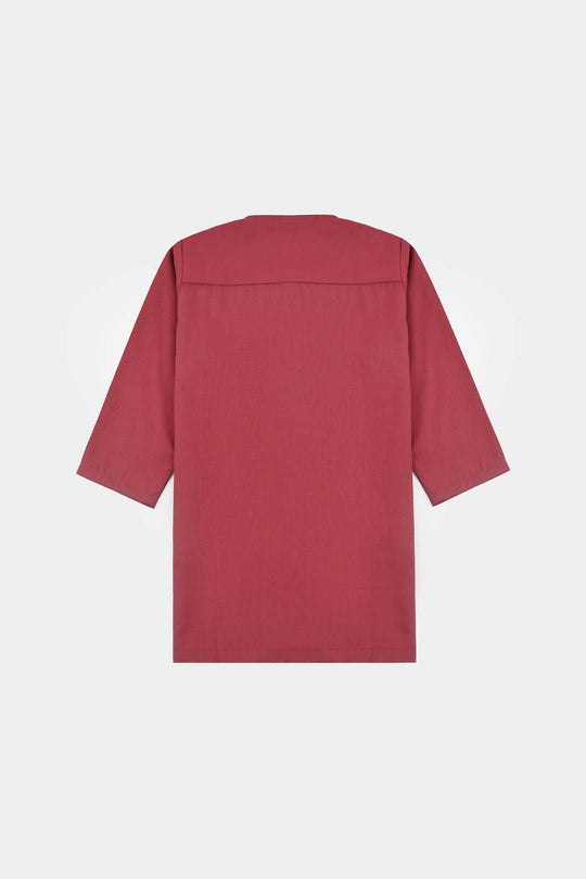 Infant Boys Cotton Poplin Suit (Metal Stud)-MAROON