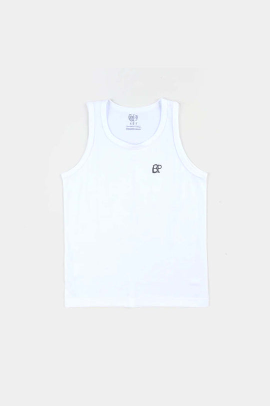 Boys Cotton Jersey Vest-Pack of 2-White