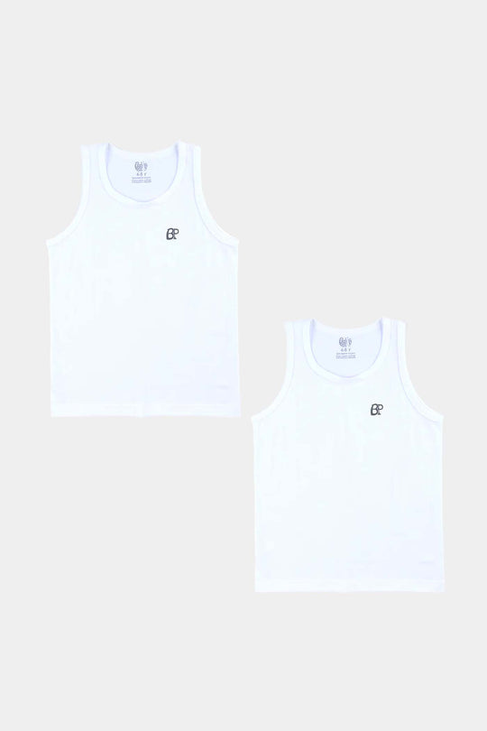 Boys Cotton Jersey Vest-Pack of 2-White