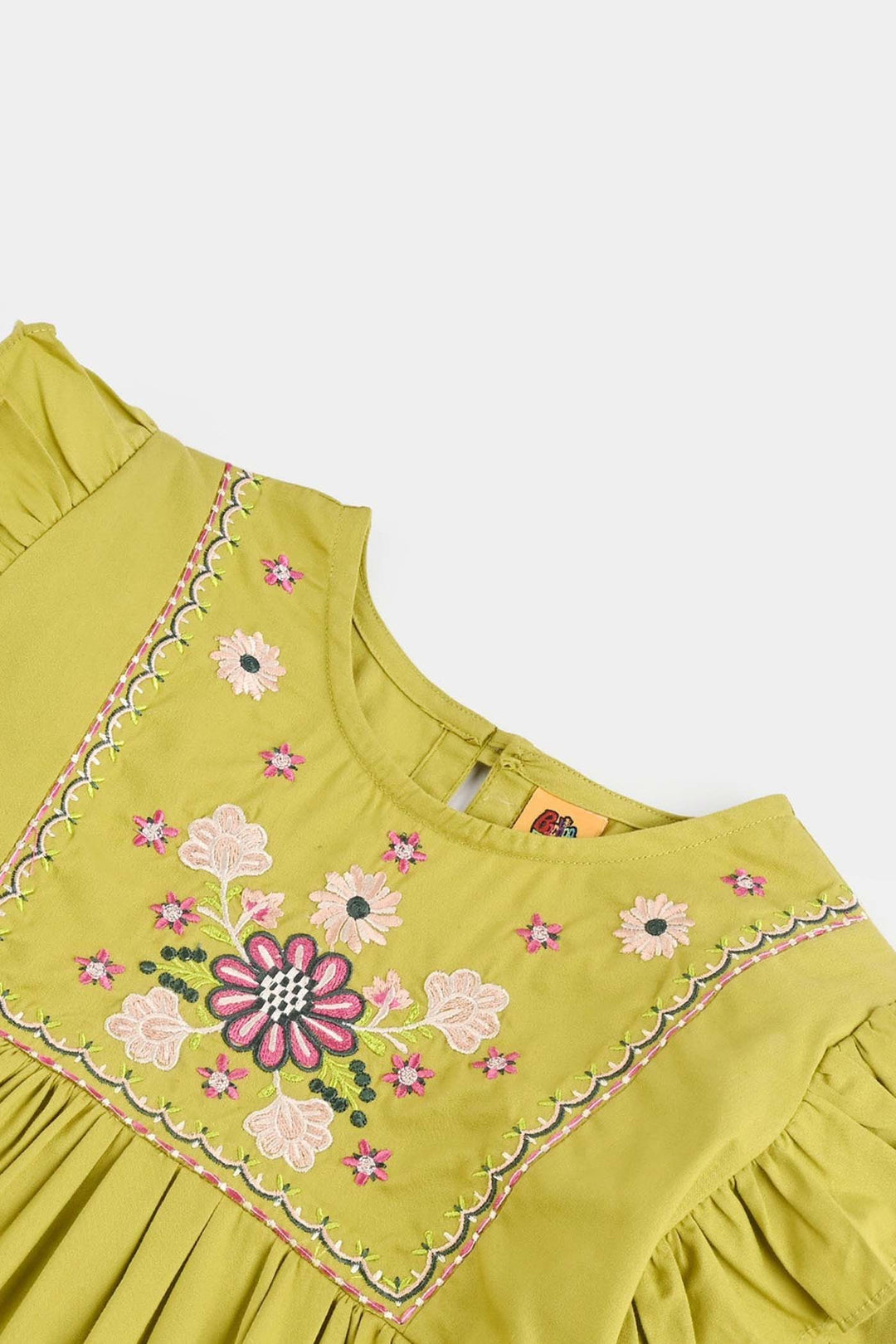Girls Cotton Emb Top G Dhani-GREEN