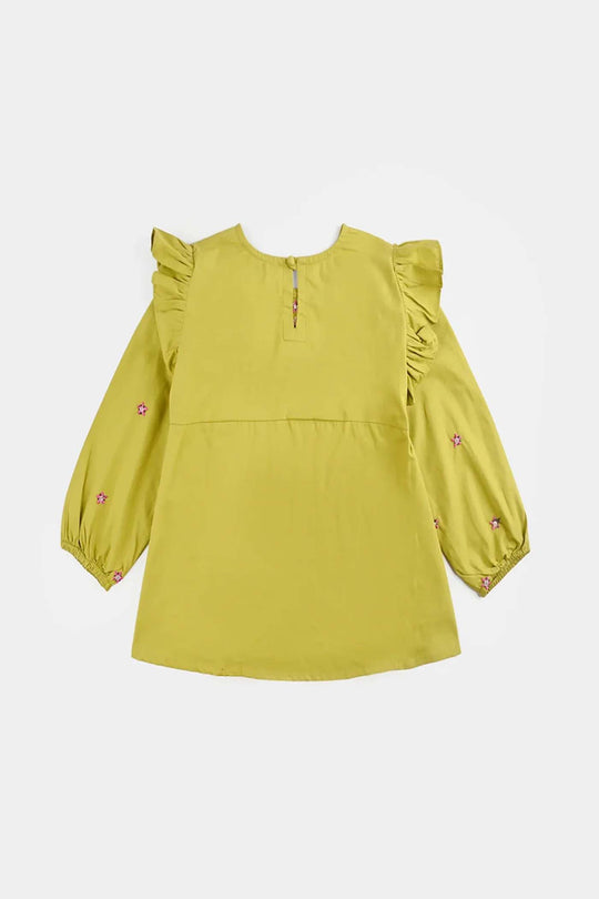 Girls Cotton Emb Top G Dhani-GREEN