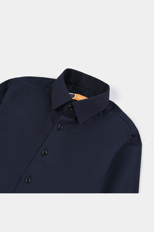 Boys Cotton Poplin Formal Shirt-NAVY