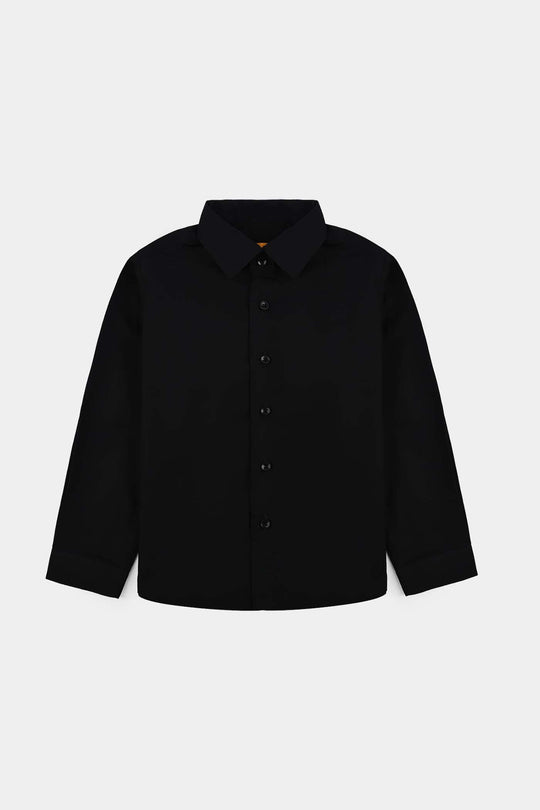 Boys Cotton Poplin Formal Shirt - Black
