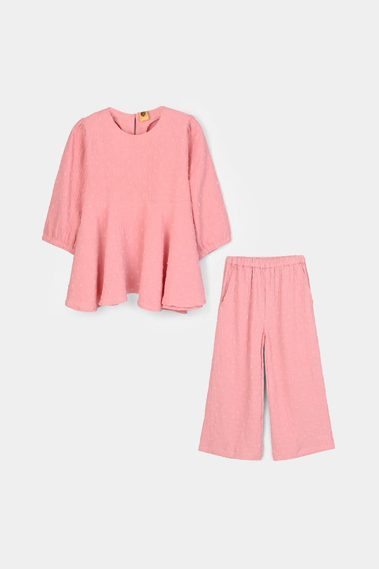 Girls Cotton CO-Ord Set Peachy-L.Pink