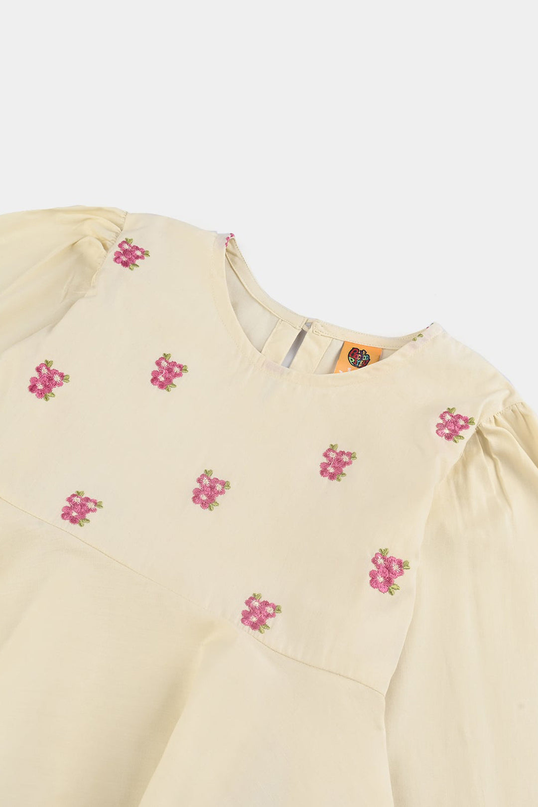 Girls Cotton Emb Co-Set White Swan-White