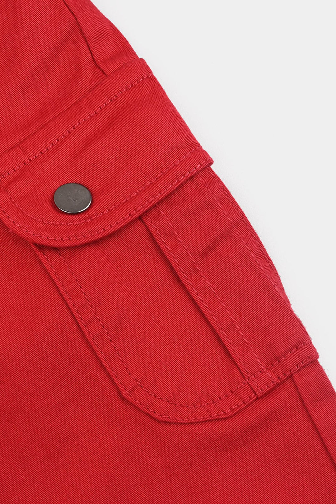 Girls Cotton Twill Pant Flaps-Red
