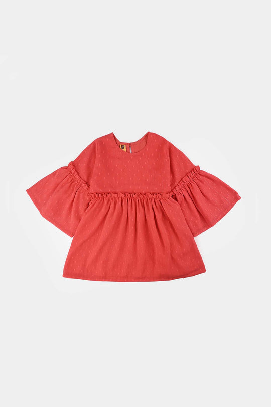 Girls Chiffon Casual Frock Tangy-ORANGE