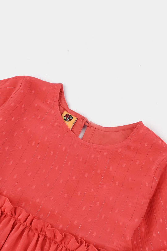 Girls Chiffon Casual Frock Tangy-ORANGE