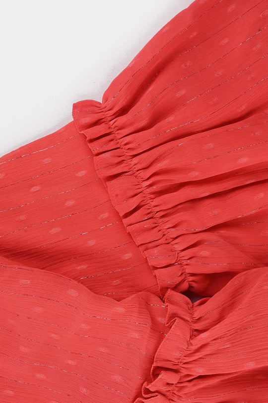 Girls Chiffon Casual Frock Tangy-ORANGE