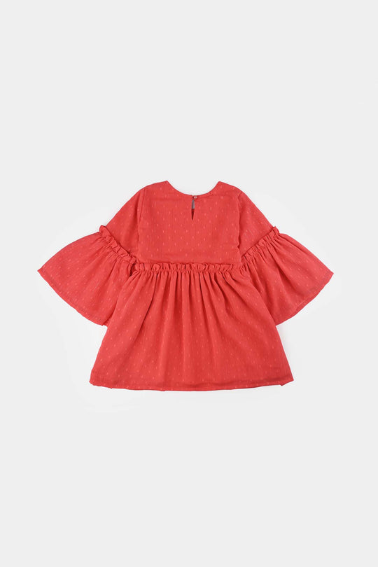 Girls Chiffon Casual Frock Tangy-ORANGE