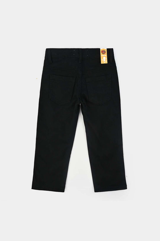 Boys Cotton Twill Pant Basic-BLACK