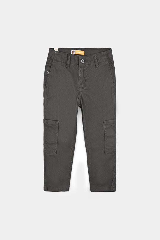 Boys Cotton Twill Pant Stitch On Loops-Lava Smoke