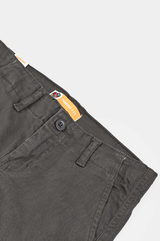 Boys Cotton Twill Pant Stitch On Loops-Lava Smoke