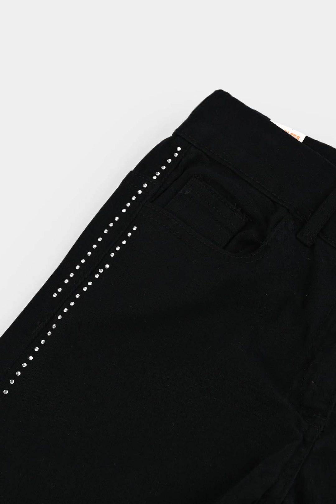 Girls Cotton Twill Pant Pearl Lines-BLACK
