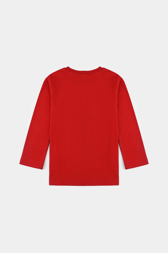 Boys Poly Twill Night Suit-Salsa