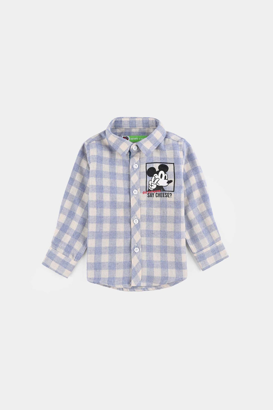 Infant Boys Flannel Shirt-Light Blue