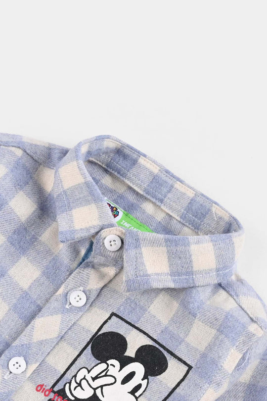 Infant Boys Flannel Shirt-Light Blue